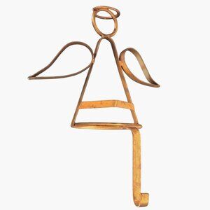 Vintage Gold Metal Angel Stocking Holder Large 12 inch